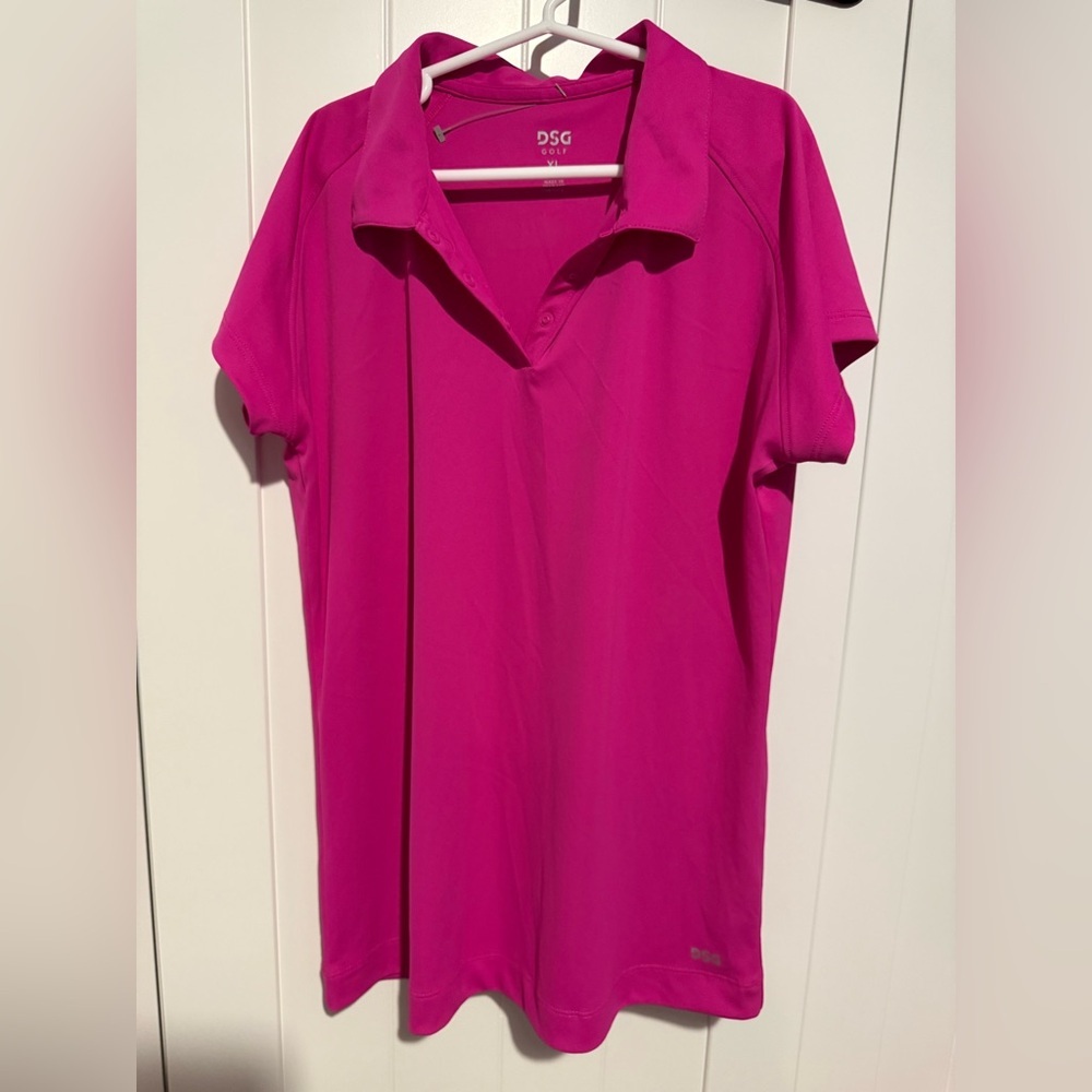 DSG‎ Girls’ Golf Polo Shirt Youth XL (16) Pink Short Sleeve Collared Top